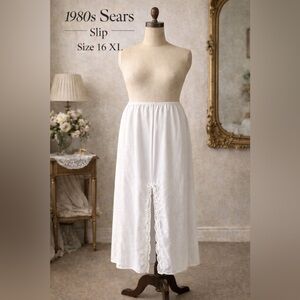 Vintage 1980s Sears “Slip That Doesn’t Slip” White Long Slip 16 XL
